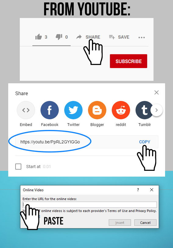 steps to copy youtube url to powerpoint