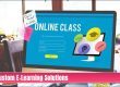 Futuristic monitor displaying e-learning training course