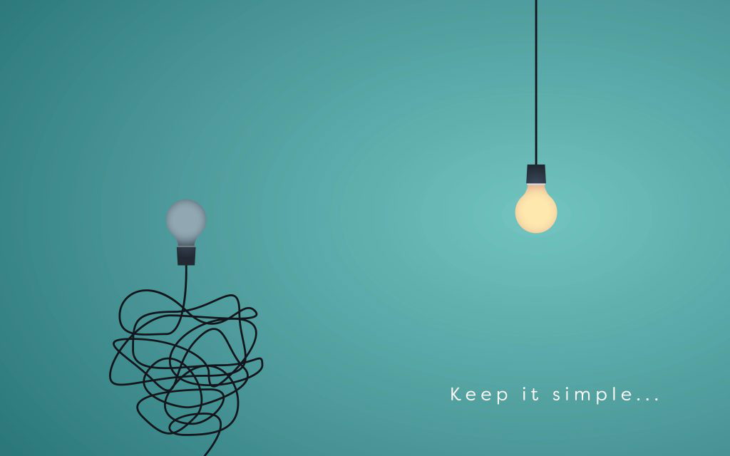 keep it simple graphic illustrated by two lightbulbs
